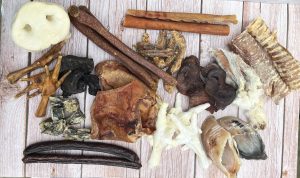 Variety of treats and chews included in the box